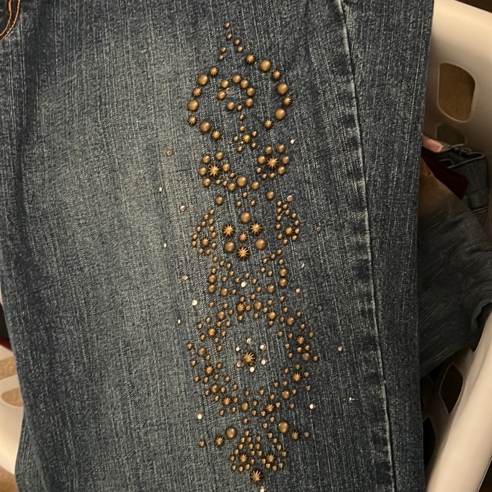 Embellished blue jeans